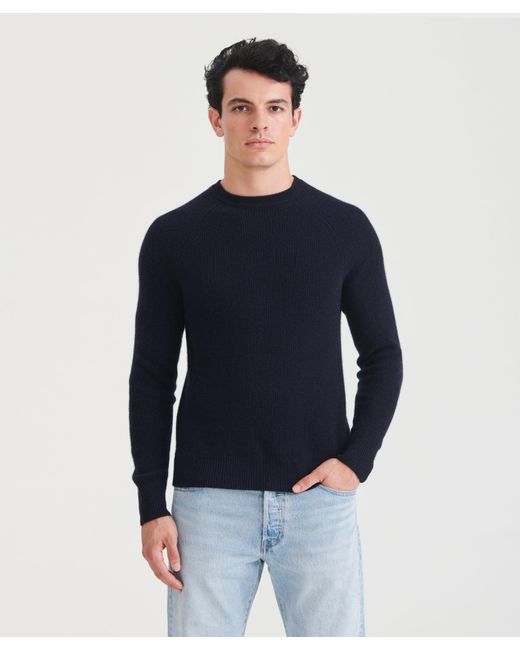 NAADAM Blue Cashmere Waffle Crewneck Sweater for men