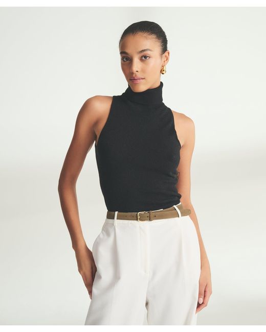 NAADAM Blue Signature Cashmere Sleeveless Turtleneck