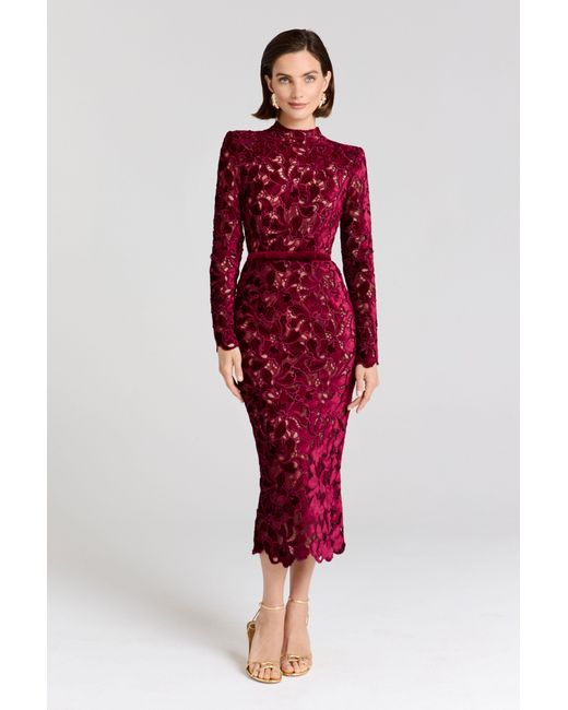 NWOT NADINE MERABI Miranda Belted Red Gown Sz 8