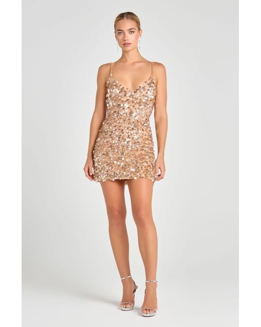 Nadine Merabi Metallic Cleo Champagne Dress