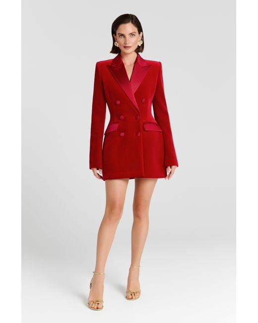 Nadine Merabi Red Monica Velvet Blazer Dress