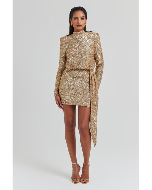 slim fit dress slacks Nadine Merabi Celine Gold Dress M main image 0
