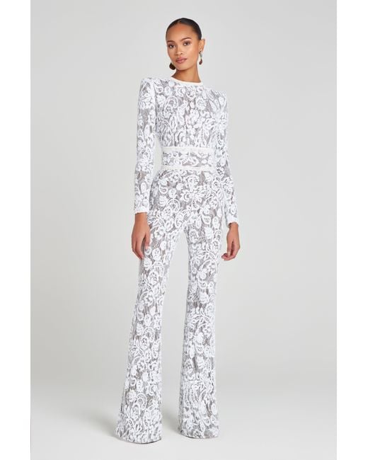Nadine Merabi White Bella Dark Nude Jumpsuit