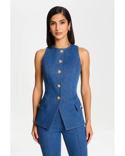 TOP Blue Nadine Merabi Nicole Denim Waistcoat