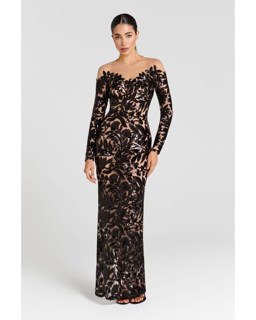 forever unique gold dress Nadine Merabi Black embellished dress – Kuro main image 1