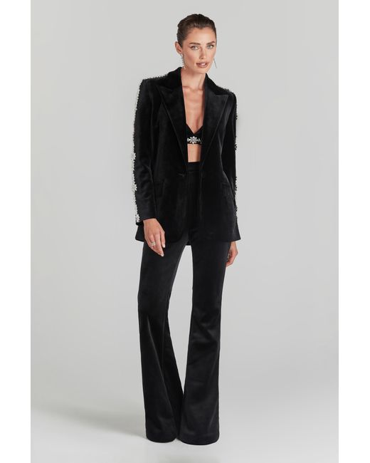 Nadine Merabi Black Davina Velvet Blazer