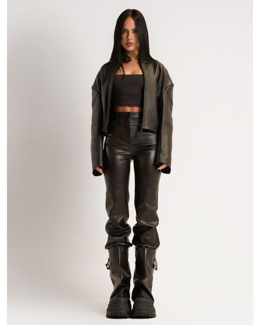 Naked Wolfe Black Asymmetric Toe Leather Chunky Boots