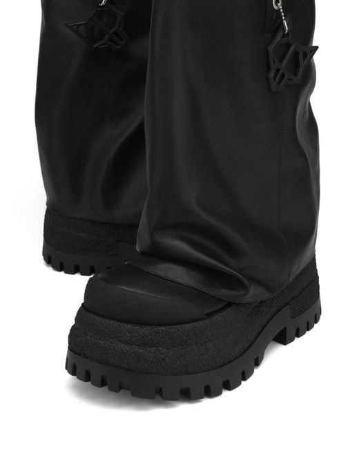 Naked Wolfe Black Asymmetric Toe Leather Chunky Boots