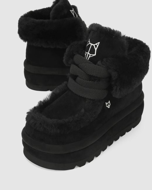 Naked Wolfe Black Bambi Suede/Shearling