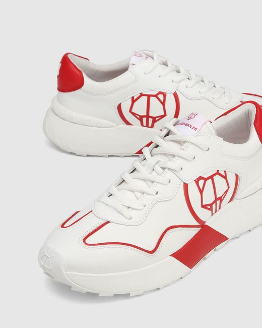 Naked Wolfe White Soft Leather Sneakers with Custom Logos