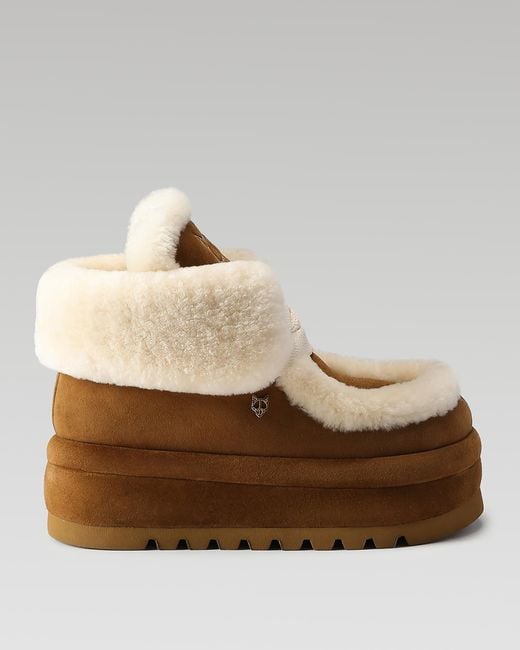 Naked Wolfe Brown Shearling-Lined Suede Lace-Up Boots