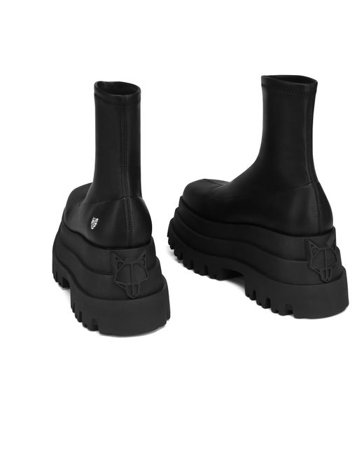 Naked Wolfe Black Sassy Faux-leather Tiered Platform Boots