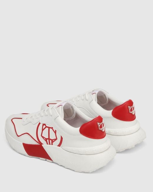 Naked Wolfe White Soft Leather Sneakers with Custom Logos