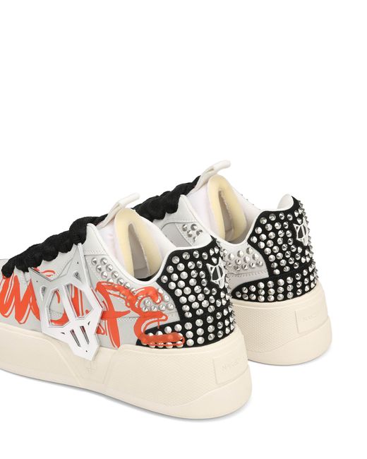 Naked Wolfe Man White Graffiti Leather Skate Sneakers