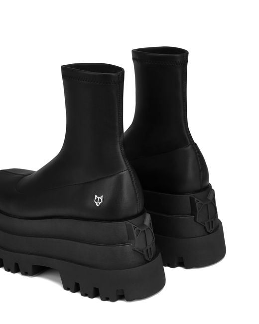 Naked Wolfe Black Sassy Faux-leather Tiered Platform Boots