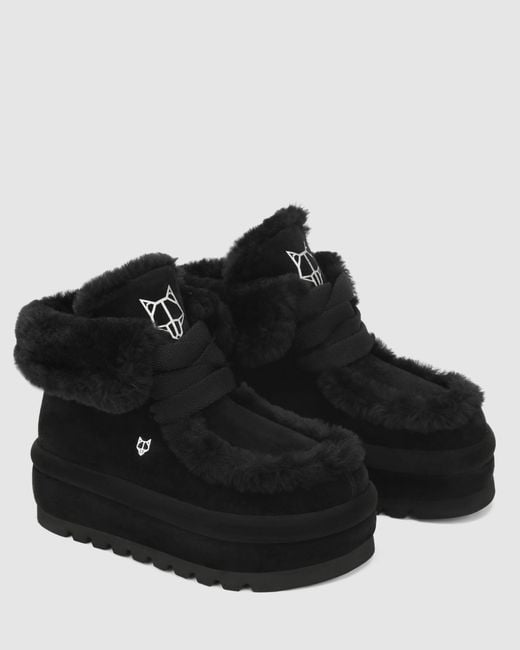 Naked Wolfe Black Bambi Suede/Shearling