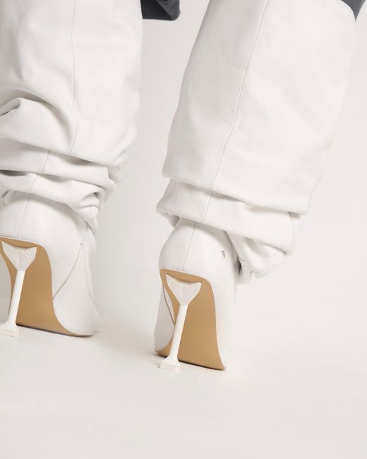 Naked Wolfe White Nappa Leather Pointed-Toe Scrunch Boots