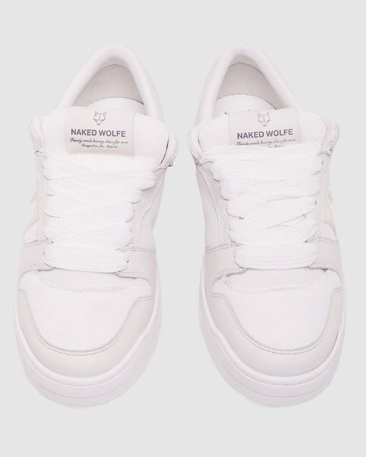 Naked Wolfe Mesh Triple White Slip-On Sneakers