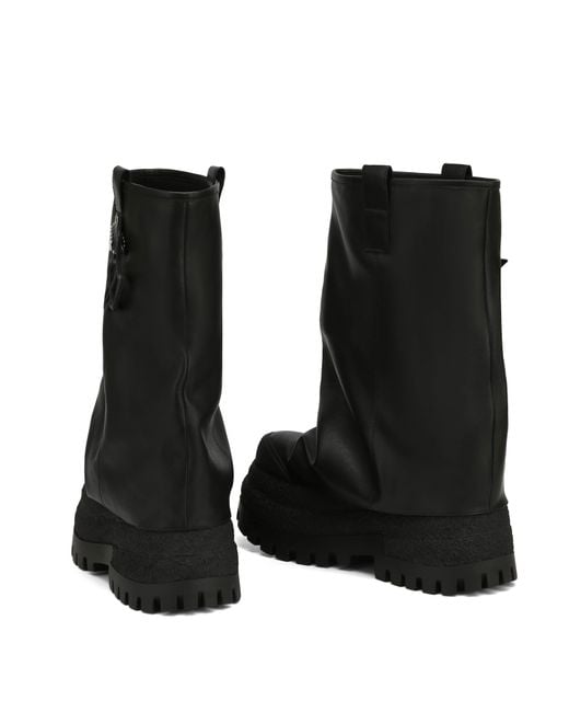Naked Wolfe Black Asymmetric Toe Leather Chunky Boots