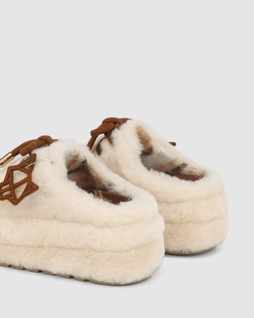 Naked Wolfe Natural Shearling Slip-On Shoes