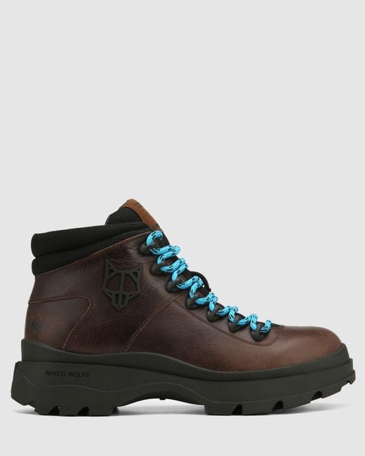 Naked Wolfe Brown Rugged Leather Lace-Up Boots