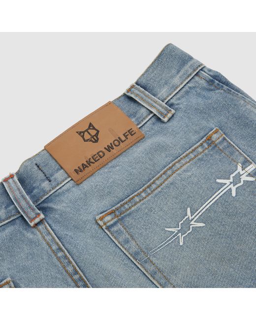 Naked Wolfe Blue Denim Cargo Shorts Light
