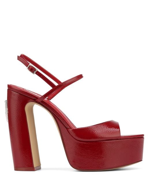 Naked Wolfe Red Crinkle Patent Leather Peep-Toe Heels