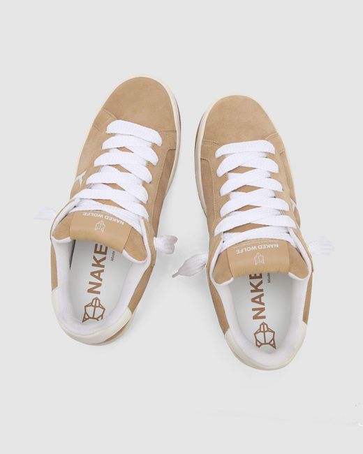 Naked Wolfe Natural Suede Slip-On Sneakers