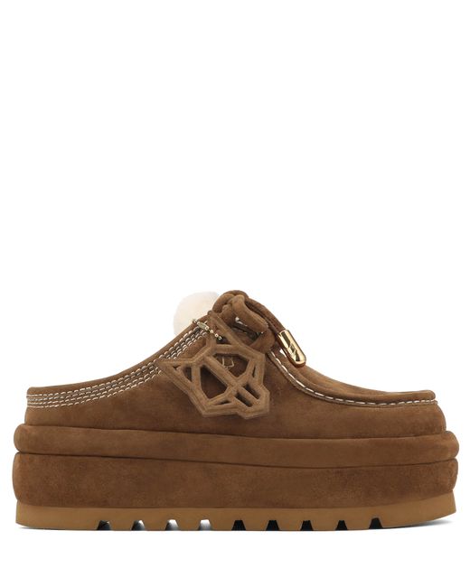 Naked Wolfe Suede Slip-On Shearling Shoes in Brown | Lyst