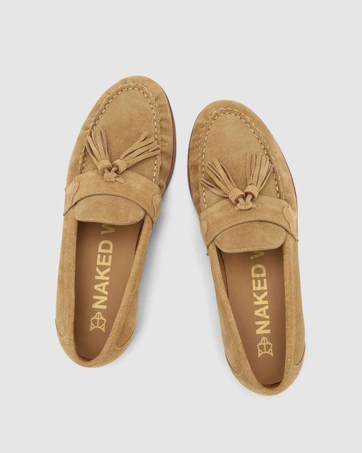 Naked Wolfe Brown Leather Loafers Lido Tan Suede
