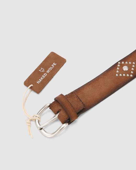 Naked Wolfe Brown Western Belt Tobacco Suede