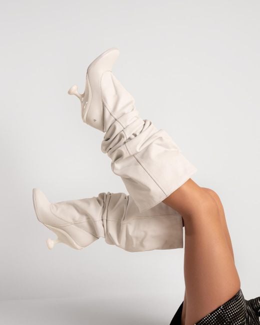 Naked Wolfe White Nappa Leather Pointed-Toe Boots
