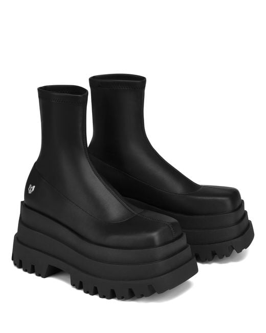 Naked Wolfe Black Sassy Faux-leather Tiered Platform Boots