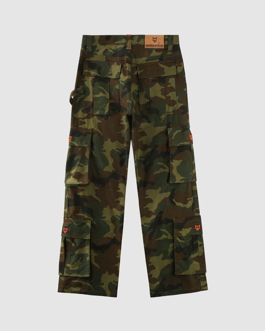 Naked Wolfe Green Baggy Pocket Cargo Pants Camo