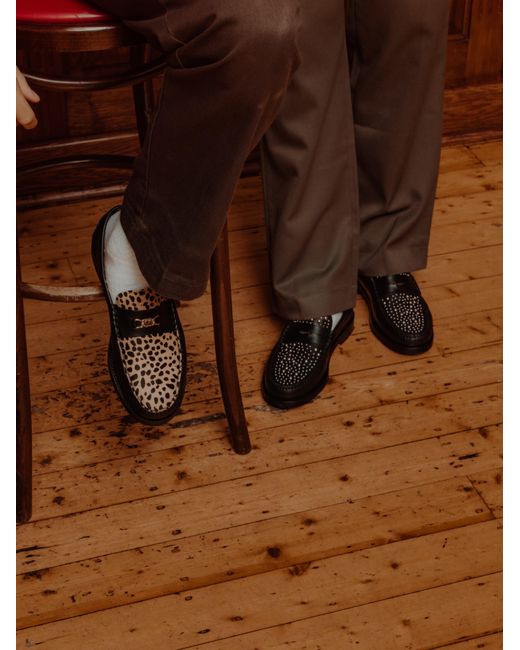 Naked Wolfe Black Portuguese Leather Studded Snuff Loafers