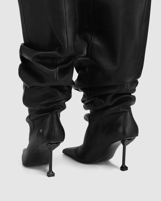 Naked Wolfe Black Pointed-Toe Leather Heeled Boots