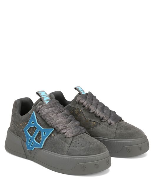 Naked Wolfe Blue Leather Chunky Sneakers