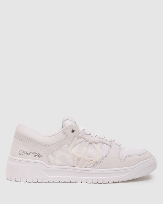 Naked Wolfe Mesh Triple White Slip-On Sneakers