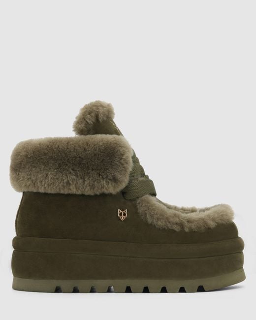 Naked Wolfe Green Bambi Dark Suede/Shearling