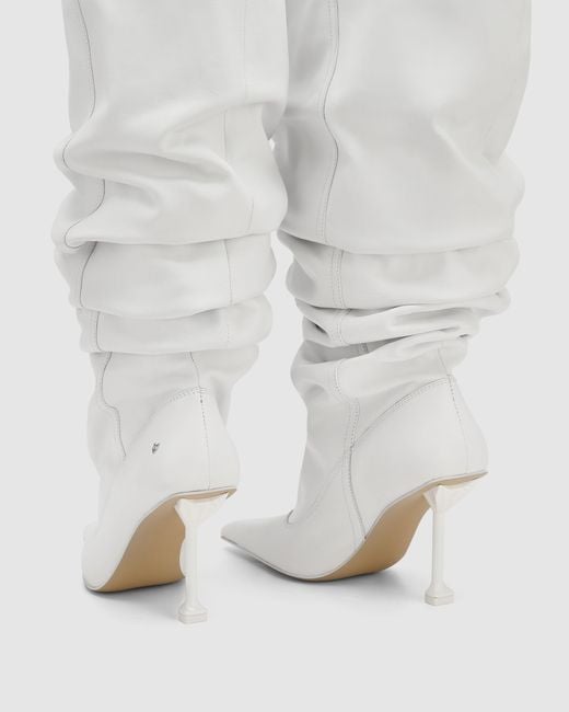 Naked Wolfe White Nappa Leather Pointed-Toe Scrunch Boots