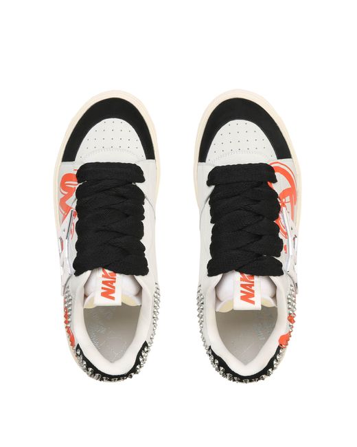 Naked Wolfe Man White Graffiti Leather Skate Sneakers
