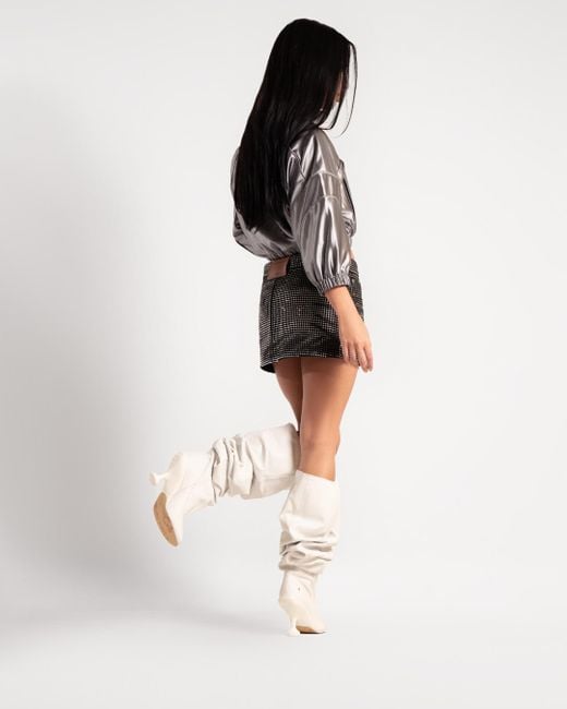 Naked Wolfe White Nappa Leather Pointed-Toe Boots