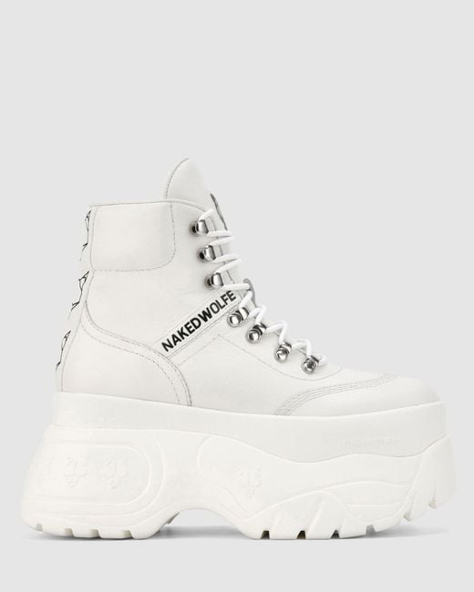 Naked Wolfe Spike White Leather