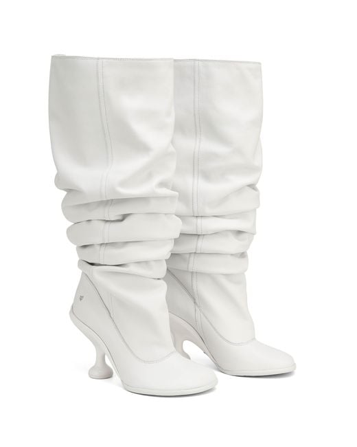 Naked Wolfe White Nappa Leather Pointed-Toe Boots