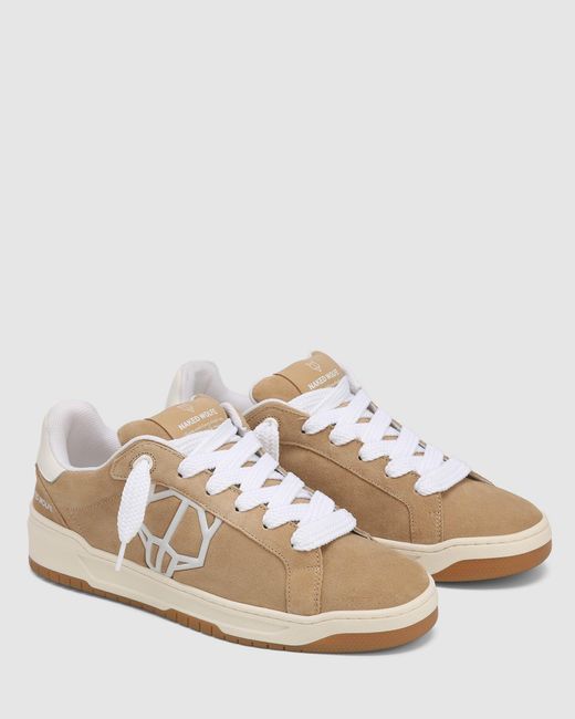 Naked Wolfe Natural Suede Slip-On Sneakers