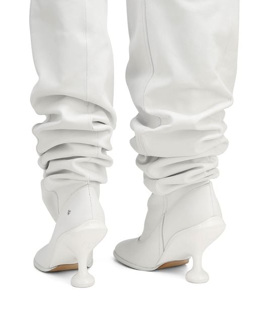 Naked Wolfe White Nappa Leather Pointed-Toe Boots