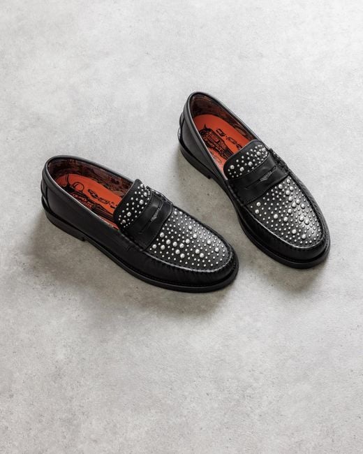 Naked Wolfe Black Portuguese Leather Studded Snuff Loafers