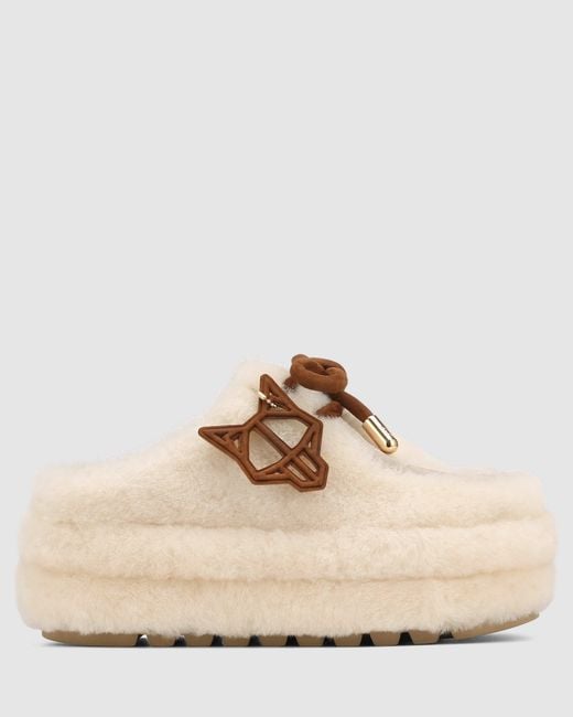 Naked Wolfe Natural Shearling Slip-On Shoes