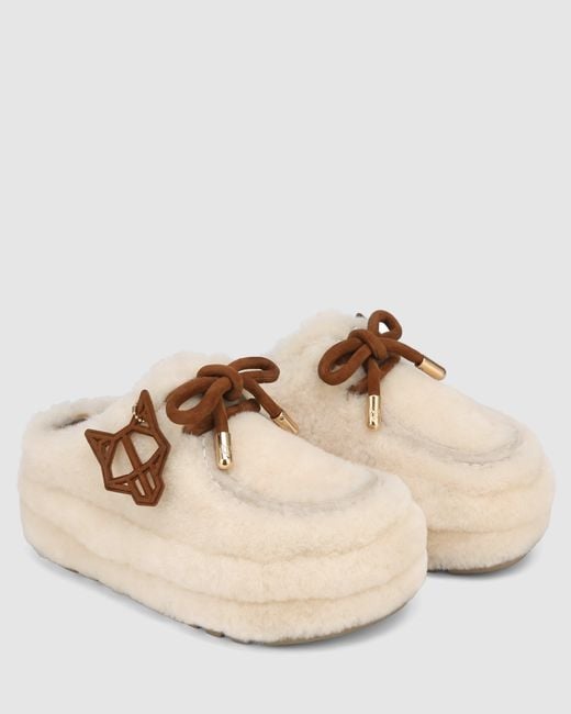 Naked Wolfe Natural Shearling Slip-On Shoes