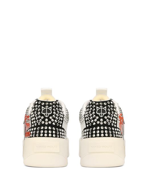 Naked Wolfe Man White Graffiti Leather Skate Sneakers
